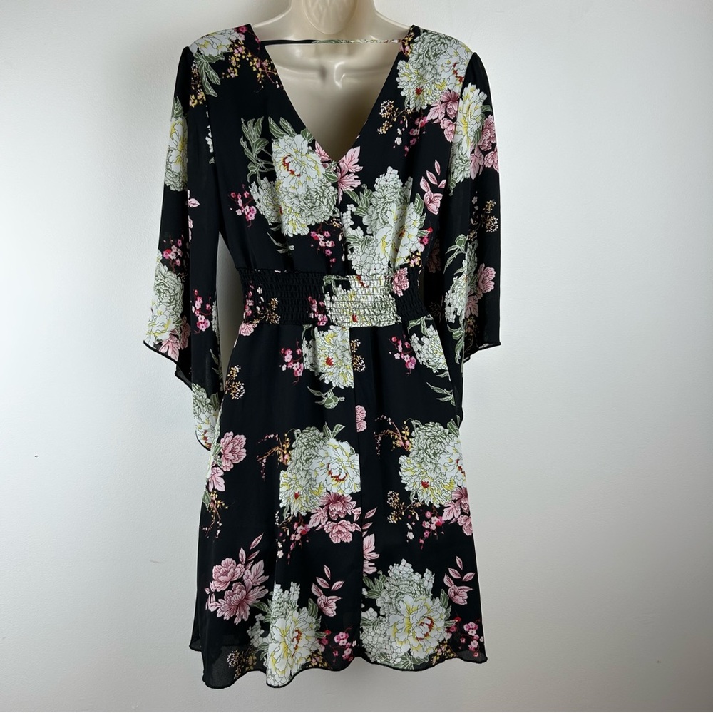 Maurices Dark Floral Babydoll Mini Dress sz XS Dark Romantic Fairy - Picture 6 of 13